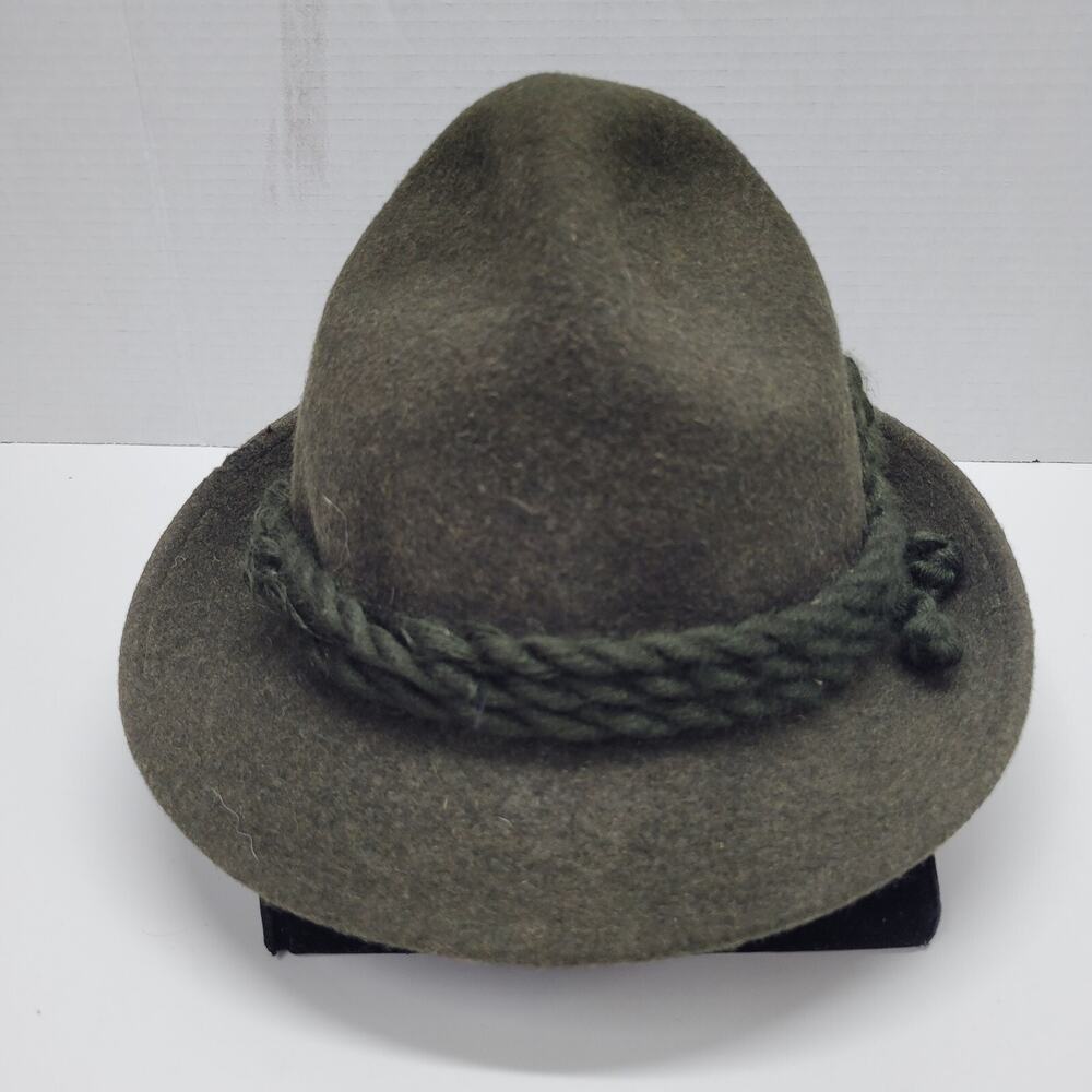 Vintage Green Wool Regenfest Rollbar Formbestandig Handarbeit Lb.G. Womens Hat